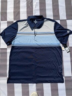 Adidas Men’s Golf Blue Polo Shirt Size 2XL NWT